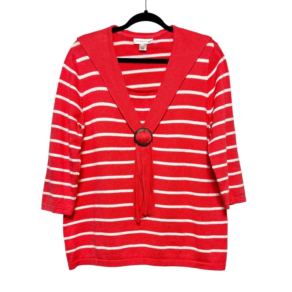 Nautical Sailorcore French‎ Girl Striped Sweater Womens Sz L Old Money Preppy